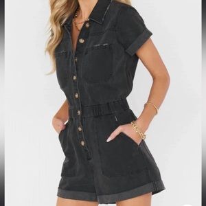 Show Me Your Mumu Cannon Romper in Washed Black